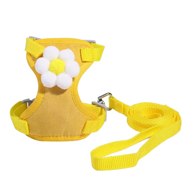 Uniperor Cute Cartoon Flower-Shaped Durable Breathable Comfortable Escape Proof Pet Cat Dog leash and Harness