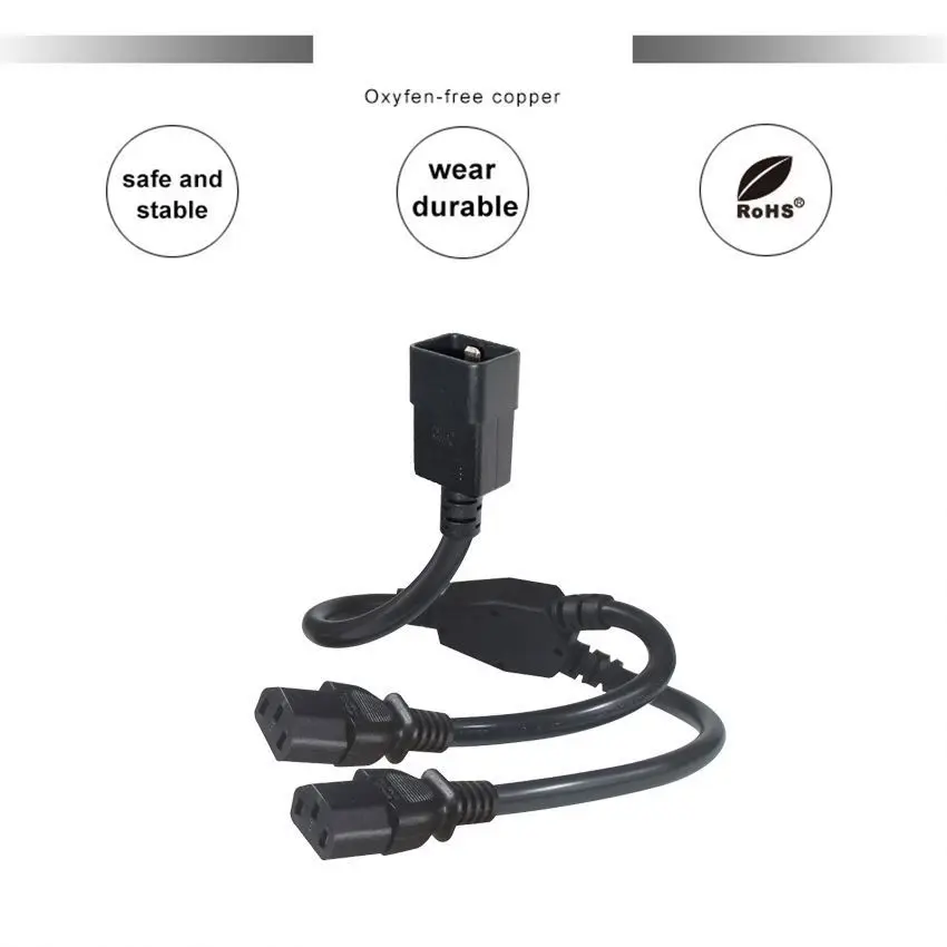 Cable 3 Splitter Double Power Extension Cord Conector Pdu 2 Way Plug Connector Y Type Iec320 C20 Male to 2X C13 Dual Female