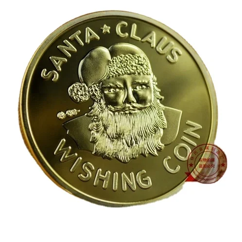 an Extra Free Wish Card Santa Merry Christmas Coin in Gold Plated with Protective Case and Box 