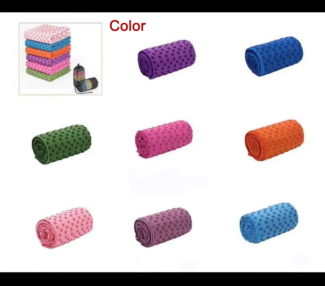 Wholesale 6-Color Non-Slip Microfiber Yoga Mat Fitness Gym Towel Back Flower Dot Design Outdoor Sports Polyester Material Custom details