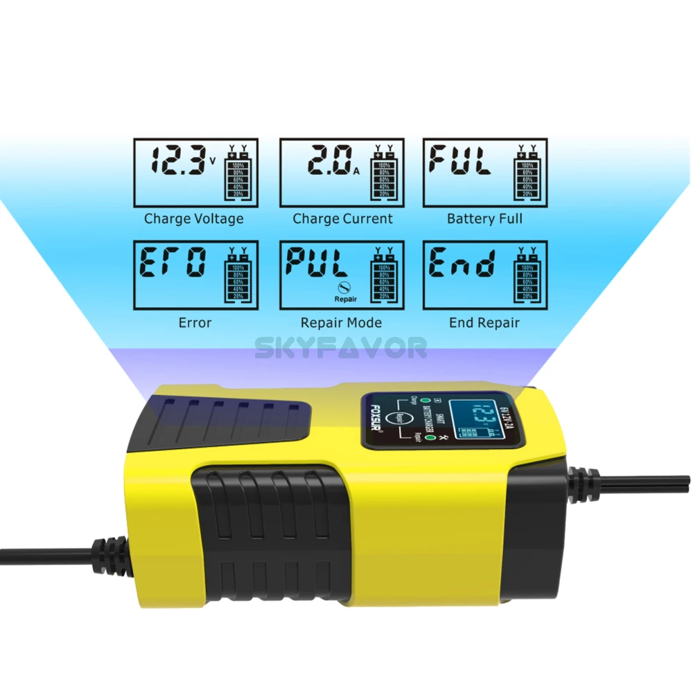 Automatic toy car motorcycle battery charger 12V 6V 2A LCD display Universal Pulse Repair lead acid battery charger with CE ROHS
