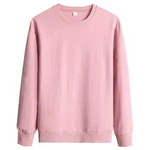 Spring Fall New Long-Sleeved Top Thin Loose Neck Pullover Terry 97% Cotton Men's Sweatshirt