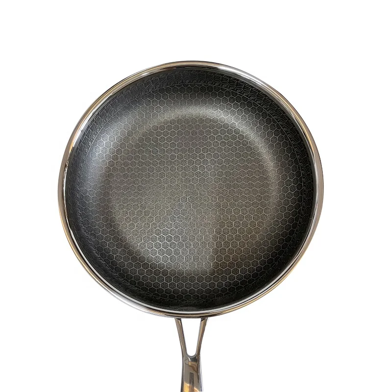 Stainless Steel Wok Honeycomb Grain Frying Pan Handled Kitchenware Traditional Pan, Size: 56X34X8.5CM