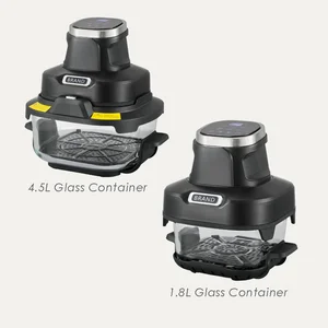 1500W Digital Control Crispy Air Fryer Double Glass Pot 1.8-4.5L Capacity Modern Square Double Basket German for Household Use