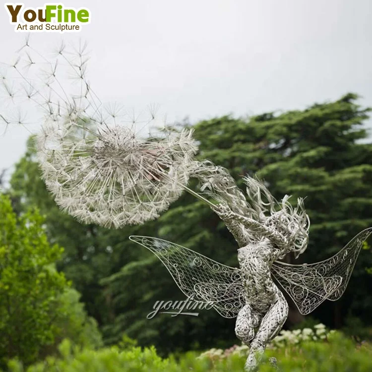 ガーデンアートツイストステンレス鋼ファンタジーワイヤー妖精の彫刻