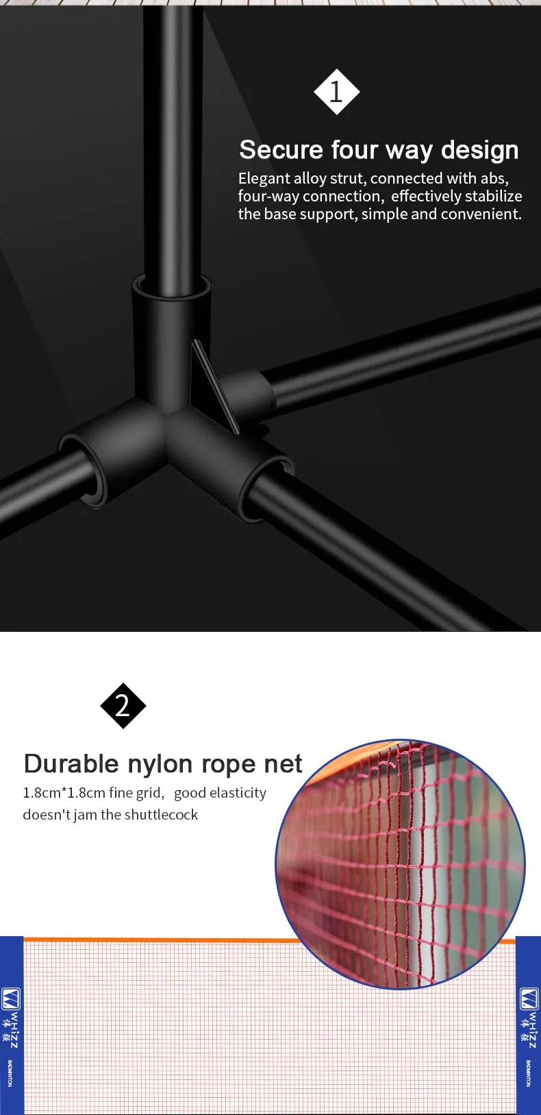 Plastic For Racket Net Badminton Net with Stand - Portable and Easy Install