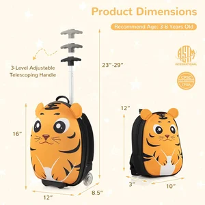 FREE HOT SAMPLE 2PC Kids Carry on Luggage Set16"  Suitcase & 12" Backpack Approved Travel Trolley Luggage with Wheels (Panda)