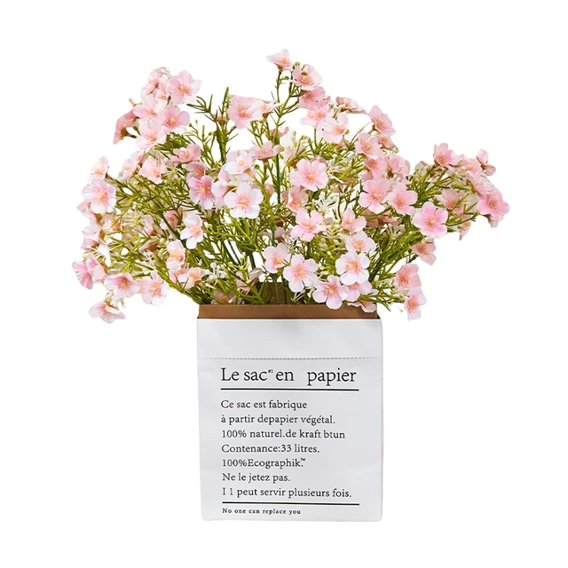 Indoor Home Decor artificial small pink flower foam bricks fixed flowers in Paper bag