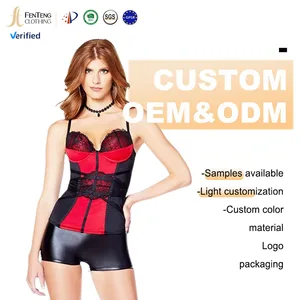 Under Lulu Suspender Red and Black Lace Mature Women Bustier Tops Sexy Corset  Bodysuit One-piece Sexy Teddy Lingerie