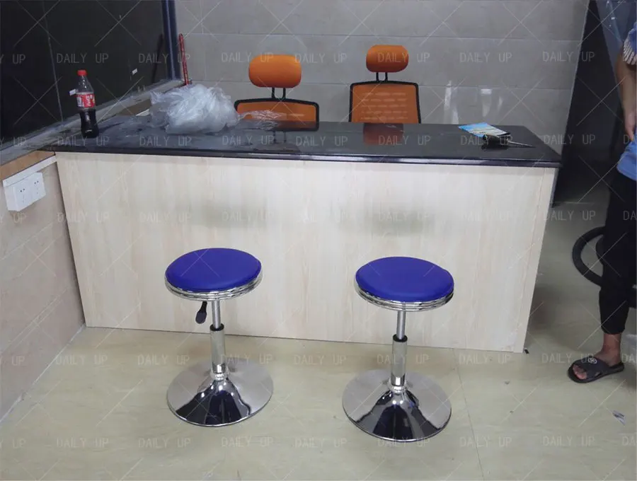 Adjustable Laboratory Stool With Footrest Swivel Leather Seat Lab Stool Fixed Backless Chair For Hospital Workshop Counter