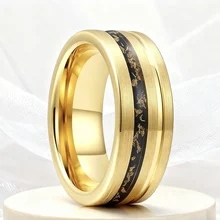Factory Fashion Rings 8mm 18K Gold Tungsten Ring Promise Rings Crushed Meteorite Mens Ring for Wedding Rings