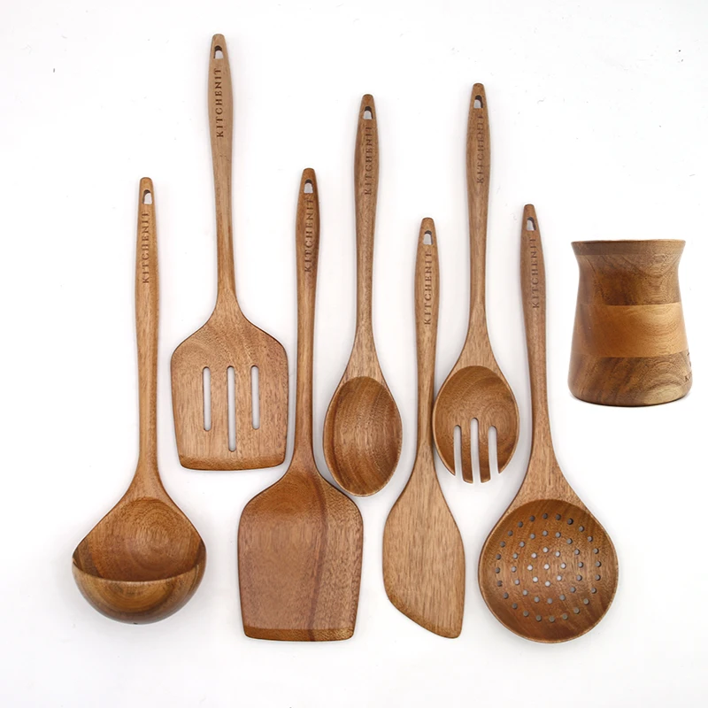 7 шт., многофункциональные инструменты для приготовления пищи из тикового дерева