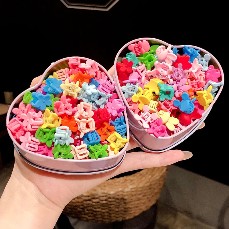 50/60/100 шт. в коробке многоцветный дизайн мини-зажим для волос девочек