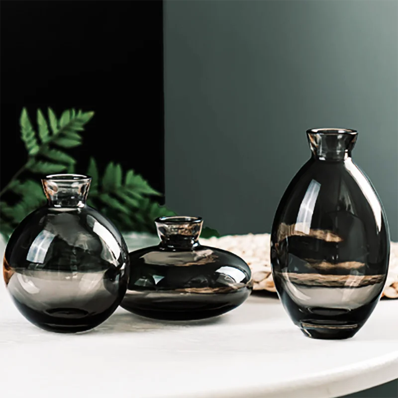 Luxurious Modern European Flower Glass Vase Set Colored Clear Wall Vase for Home Wedding Hotels Luxury Ins Artificial Flower Pot