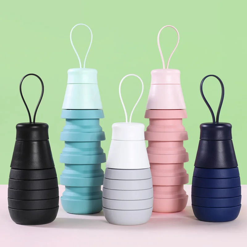 Горячий продавать BPA бесплатно герметичные портативный многоразовый термоконтейнер 500 мл Путешествия Туризм Кемпинг спорта на открытом воздухе Складная Силиконовая бутылка для воды