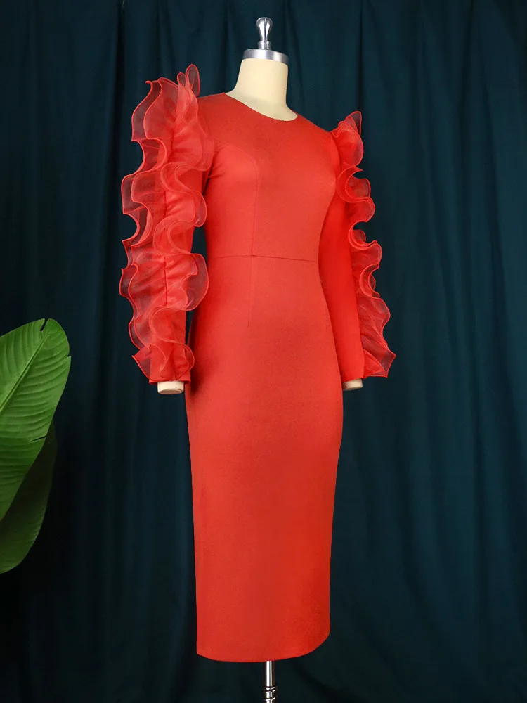 chinese dress ladies SHEIN EastFlair Spring Korean Fashion Women's Red Holiday Party Ruched |  Dress