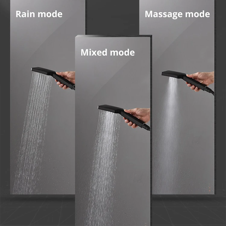 Conjunto de ducha negro mate baño empotrado en pared conjunto de ducha grifo termostático negro