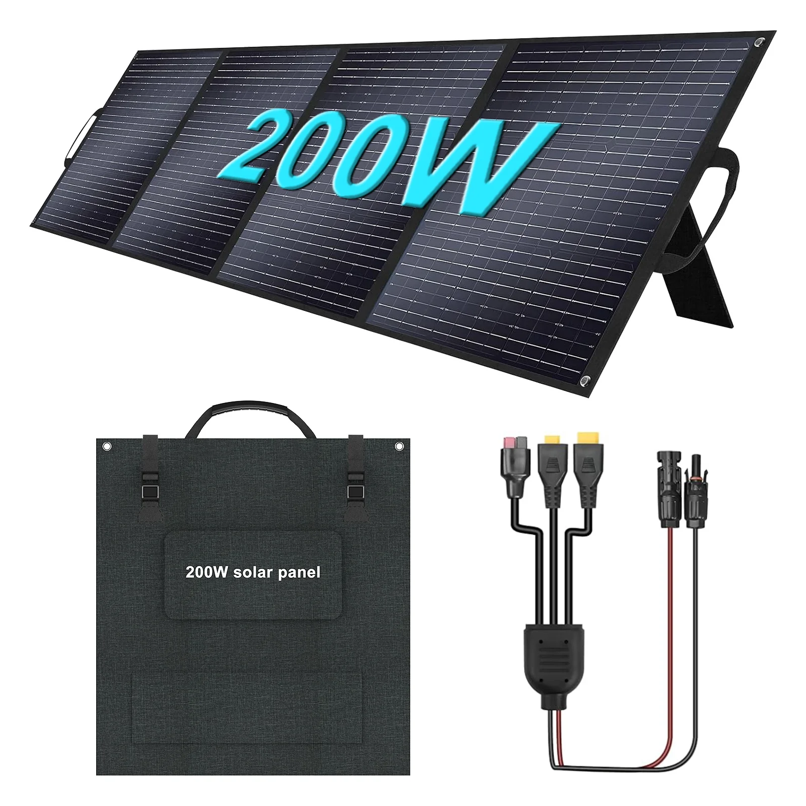 Pannello solare ad alta efficienza da 200 W, celle monocristalline pieghevoli, impermeabili e resistenti ai graffi per centrale elettrica portatile_voghion.com