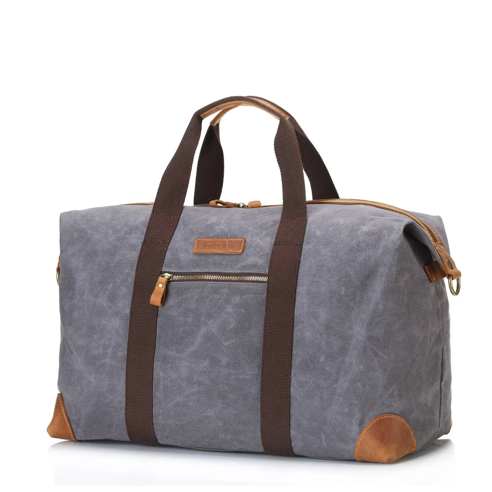 Винтажная сумка из вощеной кожи и холщовой ткани, дорожная сумка Holdall, дизайнерская сумка для выходных и спортзала