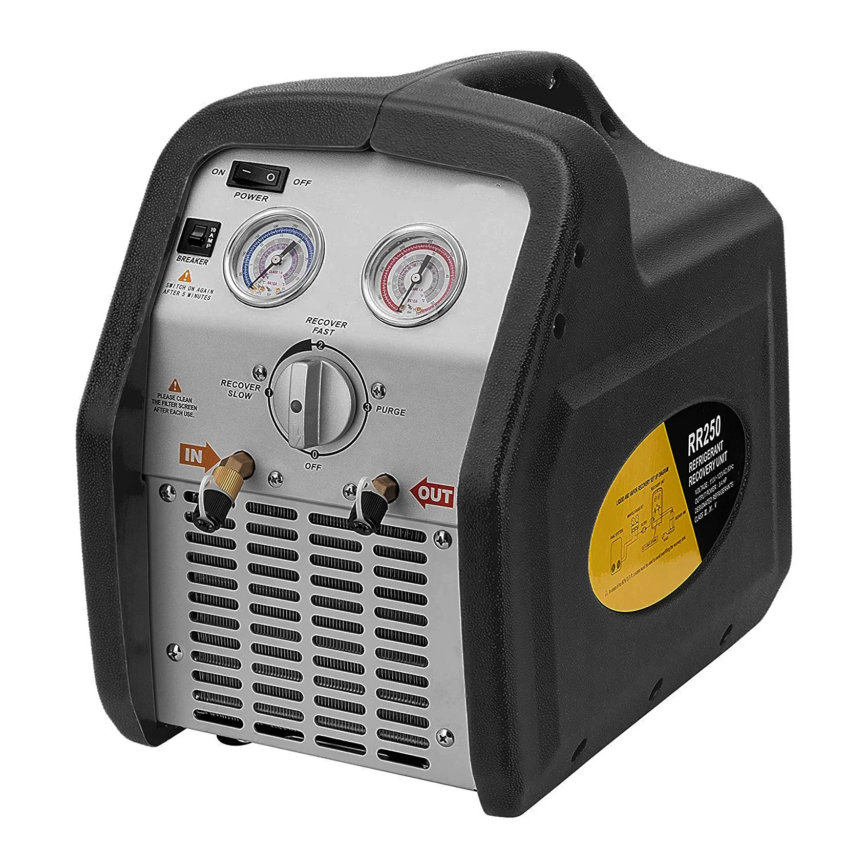 AC Refrigerant Gas Recovery Unit/Machine for Car Air Conditioning with R32 1234yf Compressor 1 HP RR500 Black Color
