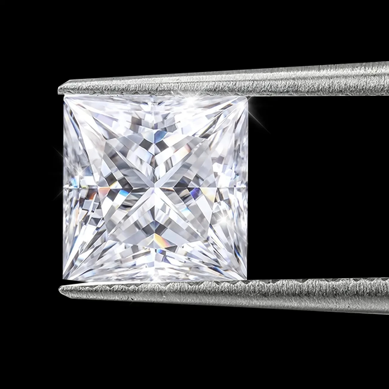 Princess Cut Moissanite Stones White Color VVS Clarity for DIY Jewelry