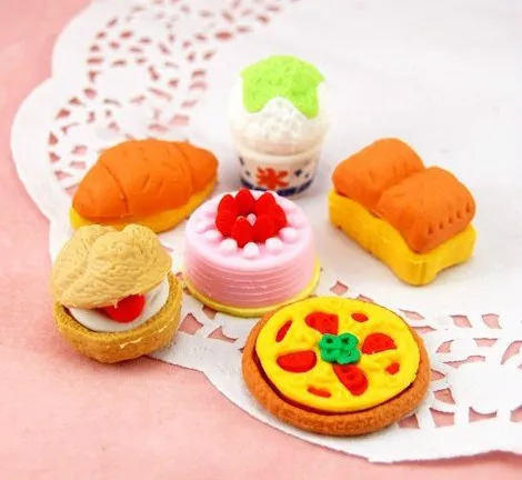 Custom 3D Fast Food Shaped 5*4.5cm TPR/PVC Eraser Set Rubber Pencil Eraser 1pcs/opp HT-10069 Promotional Gift for Fast Food