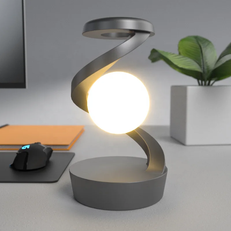 Rotating Levitating Lamp Wireless Charging Night Light RGB Bedside Atmosphere Lamp with Fast Charging Function for Phones