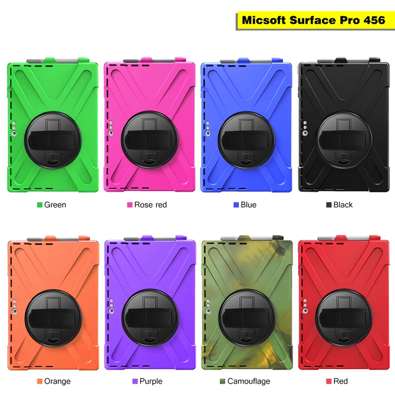 Силиконовый прочный чехол 12,3 дюйма из поликарбоната со слотом для ручки для Microsoft surface pro 4 5 6 7 с гибкой подставкой и ремешком