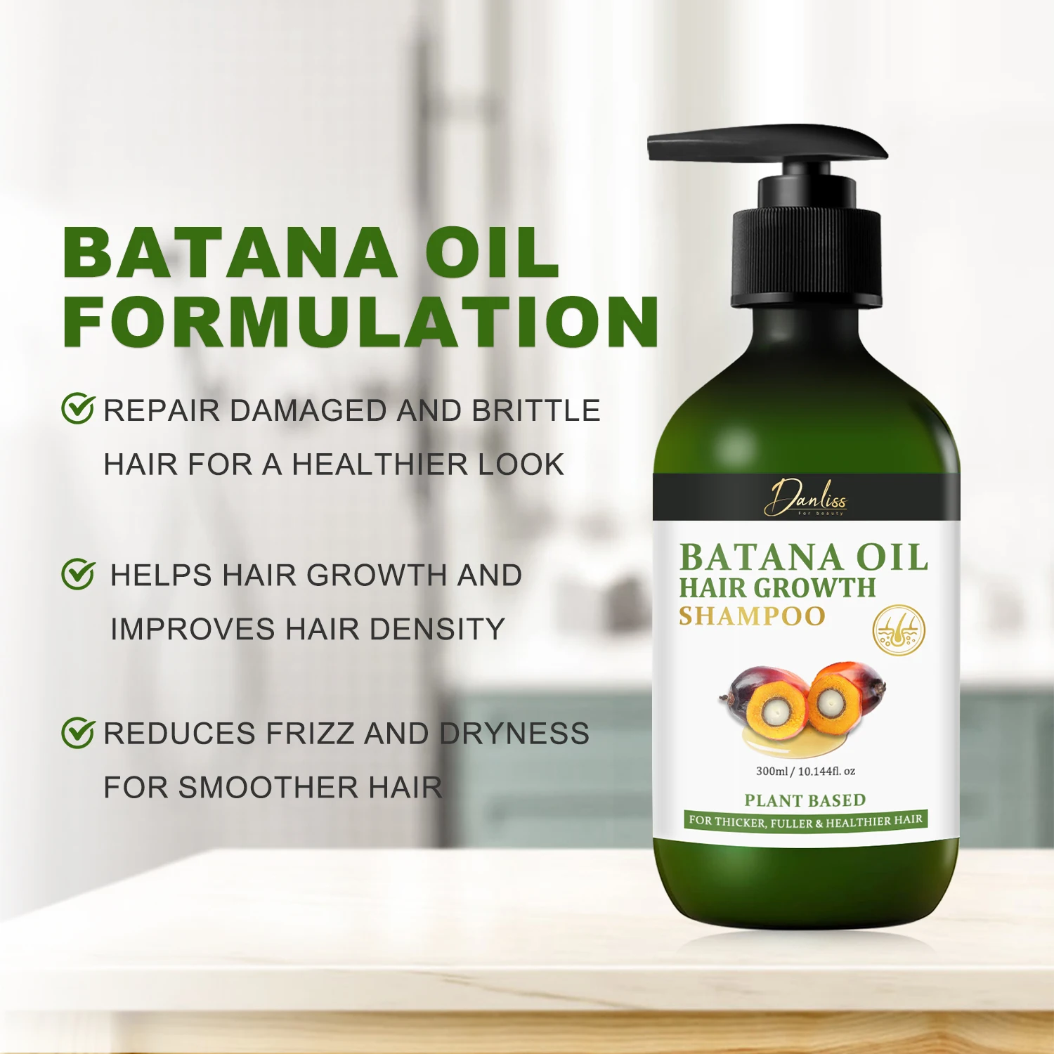 Private Label Organic Hair Care Growth Shampoo Sulfate Free Curly Batana Oil Mint Shampoo and Conditioner for Thinning Hair