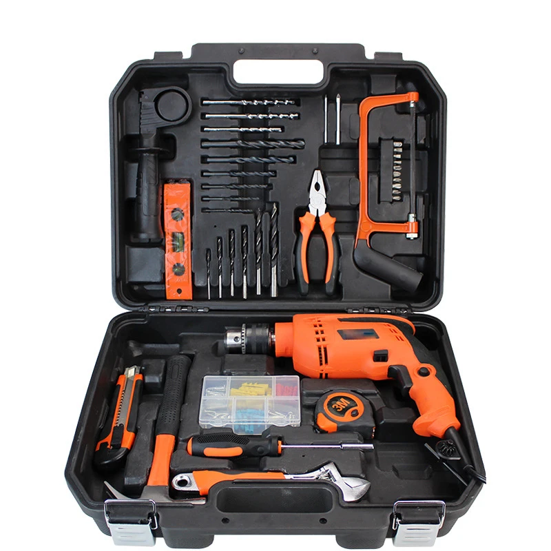 Hot Sales 58PCS Home Mechanic Toolbox Lithium Cordless Drill Power Tools Set Household Power Hand Repair Tools Sets Combo Kits