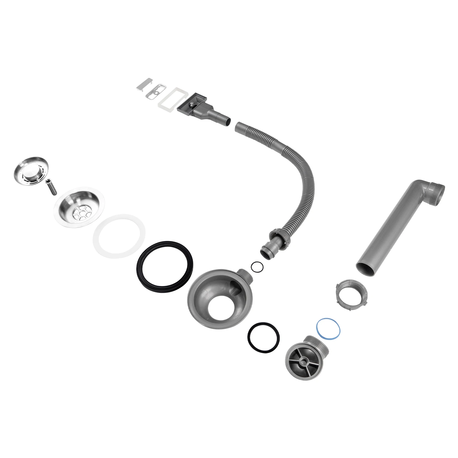 product strainer assembly kitchen sink drain in stainless steel with plumbing full set-6