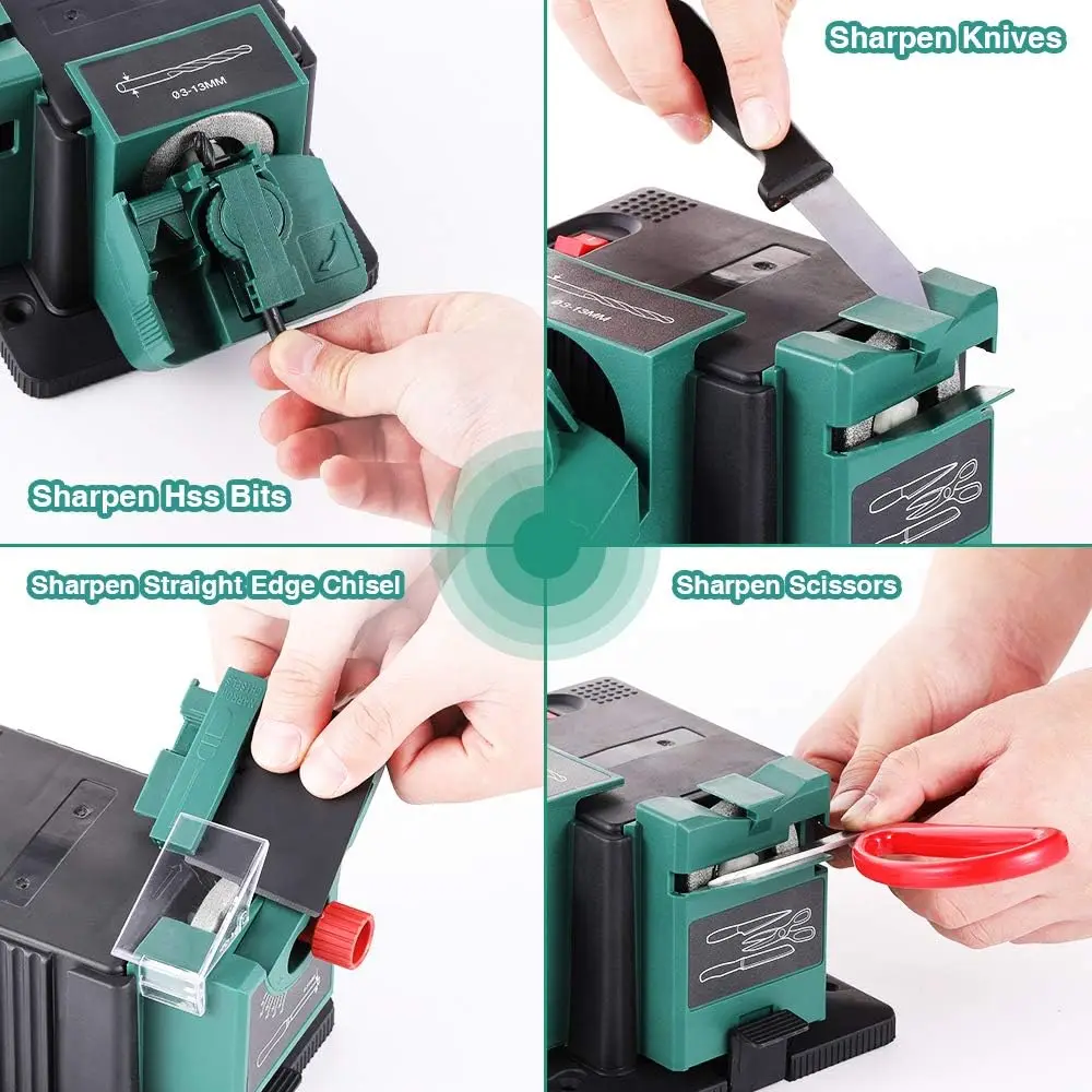 Multi-Task Electric Sharpener Drill Bit Scissor Grinder Chisel