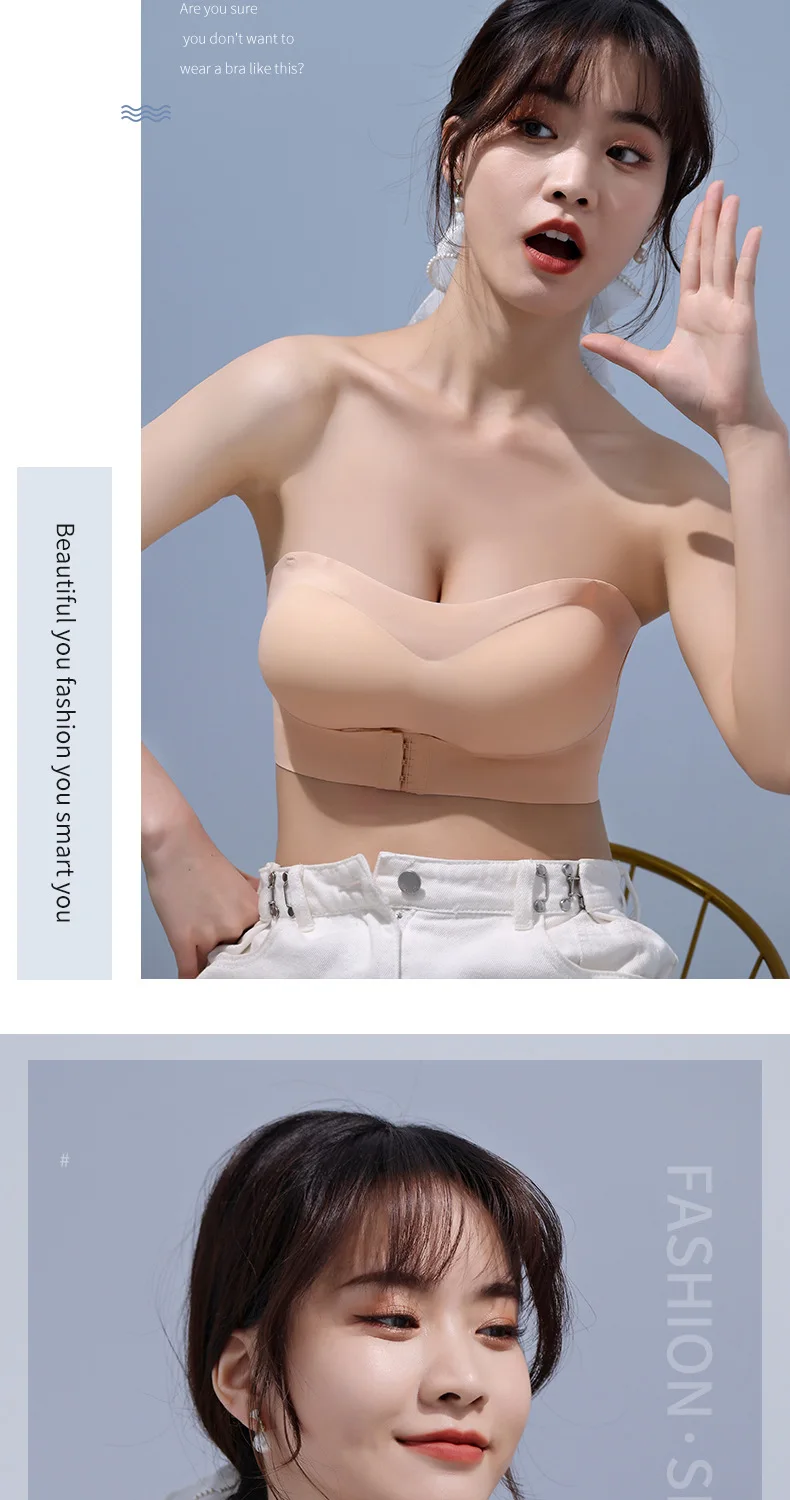 Women Bra Wire Free Sexy Push Up  Bras Front Closure Underwear for Female Brassiere Strapless Seamless Bralette ABC Cup