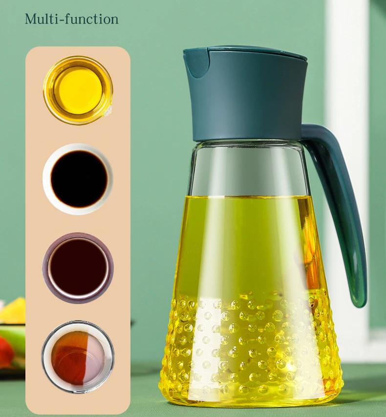 20oz 600ml Kitchen Olive Oil Dispenser Bottle Automatic Cap Glass
