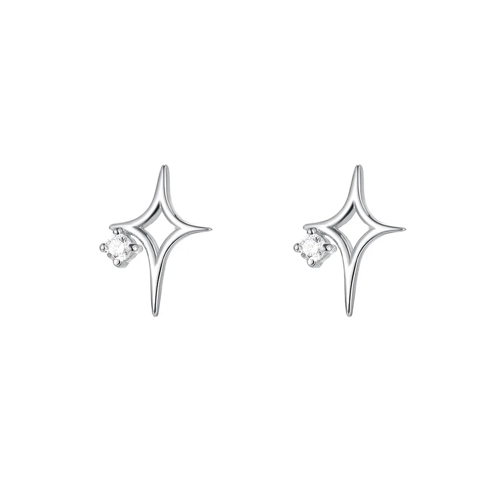 Crystal Zircon North Star Hollow Star S925 Sterling Silver Stud Earrings for Women Jewelry Accessories YB-XY-425