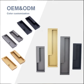 Bedroom Decorative Square Hidden Invisible Insert Concealed Embedded Recessed Type Aluminum Sliding Door Wardrobe Handle