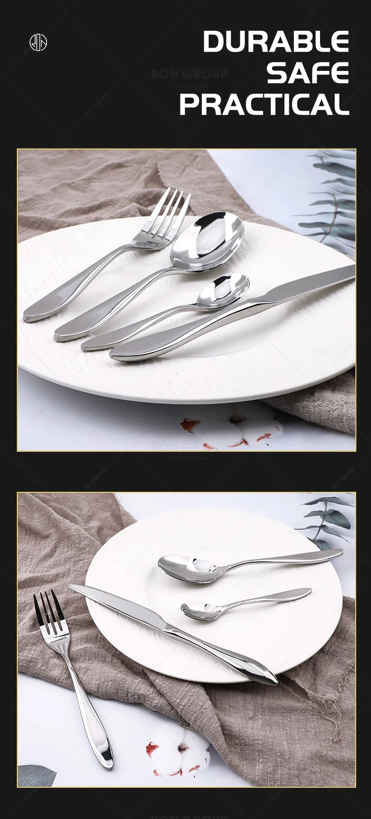 Elegance modern design restaurant flatware for wedding silverware food safe spoons forks knives stainless steel cutlery set