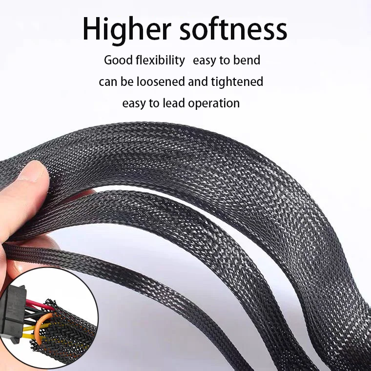 TUOYAN Factory supply Automotive Colorful PET Braided Expandable Cable Sleeve Braided Cable Sleeving details