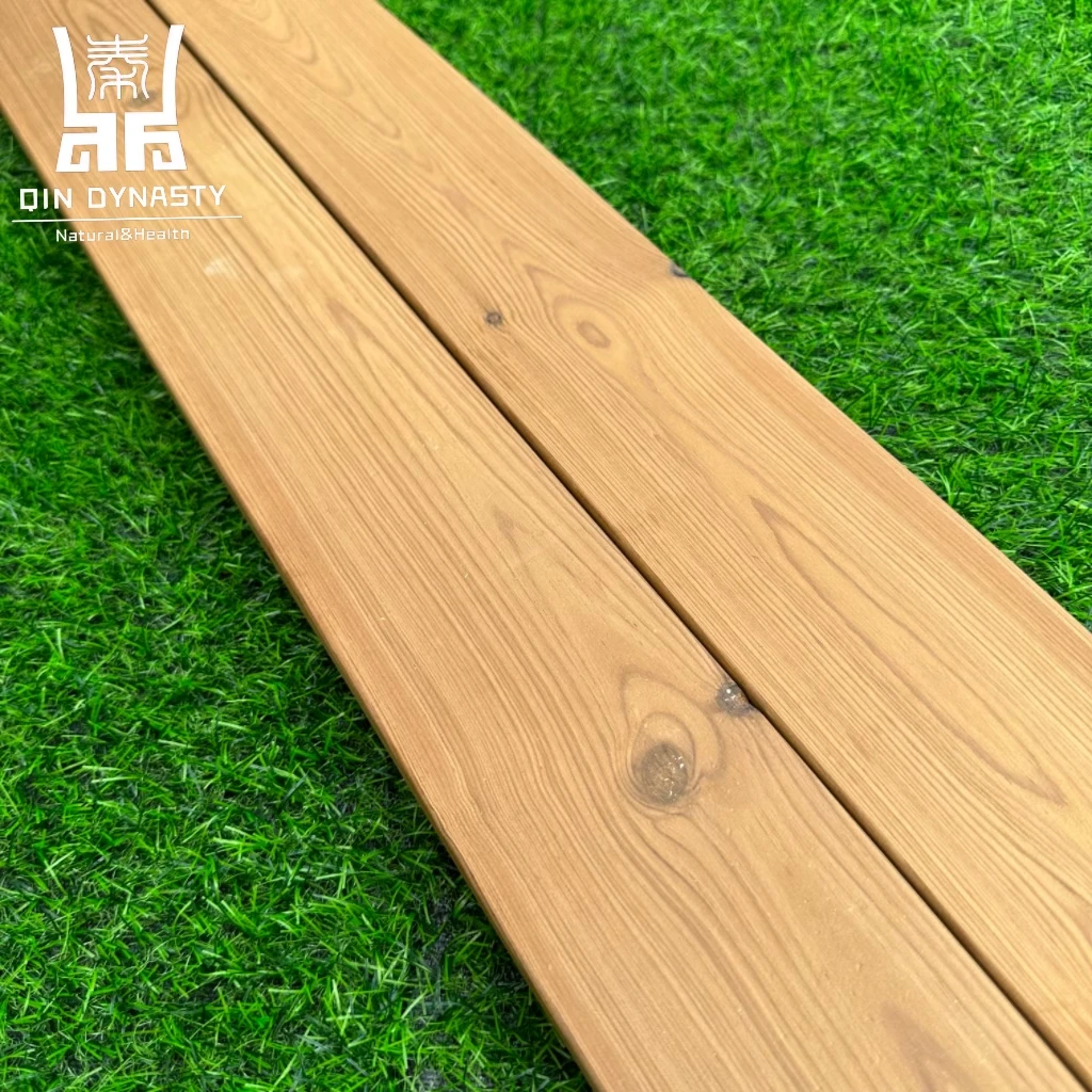 Outdoor Solid Wood Flooring Board Tap & Go Pine Wood Lumber Thermowood