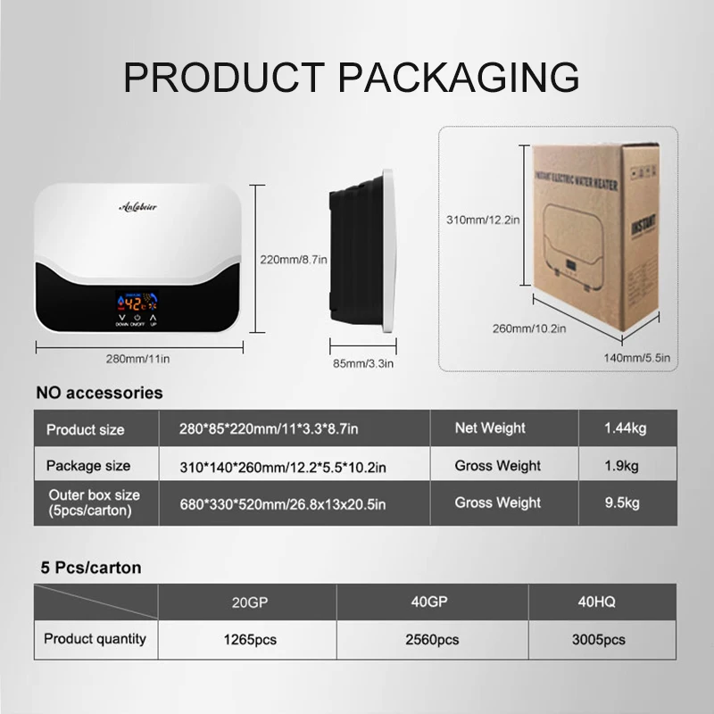 Smart Household Electric Water Heater 3000w Mini 220v Instant Bathroom