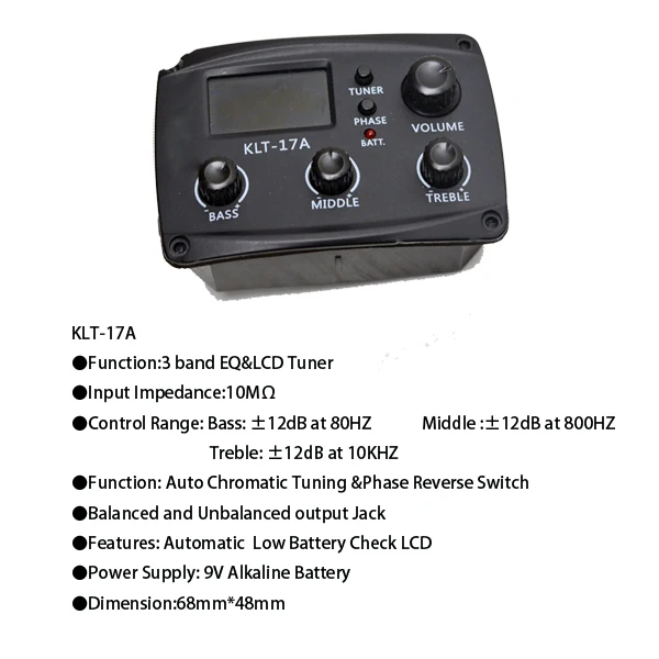 Pickup equalizzatore sintonizzatore per chitarra acustica con schermo LCD a 3 bande all'ingrosso