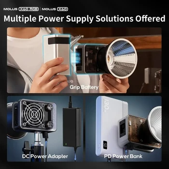 ZHIYUN MOLUS X60 RGB Bicolor 60W LED Video Light Pocket COB Photography Fill Lighting for Filmmakers Photographer Youtube Shooti product image