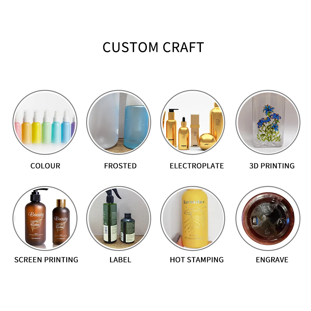 Pet 300ml 500ml 250ml 100ml 200ml Brown Black White clear Amber Black Empty Alcohol Plastic Hair Plastic Trigger Spray Bottle