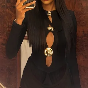 Viviblook C25DS263 Sexy Streetwear Outfits Autumn Winter Pleated Hollow Mini Bodycon Dresses for Women