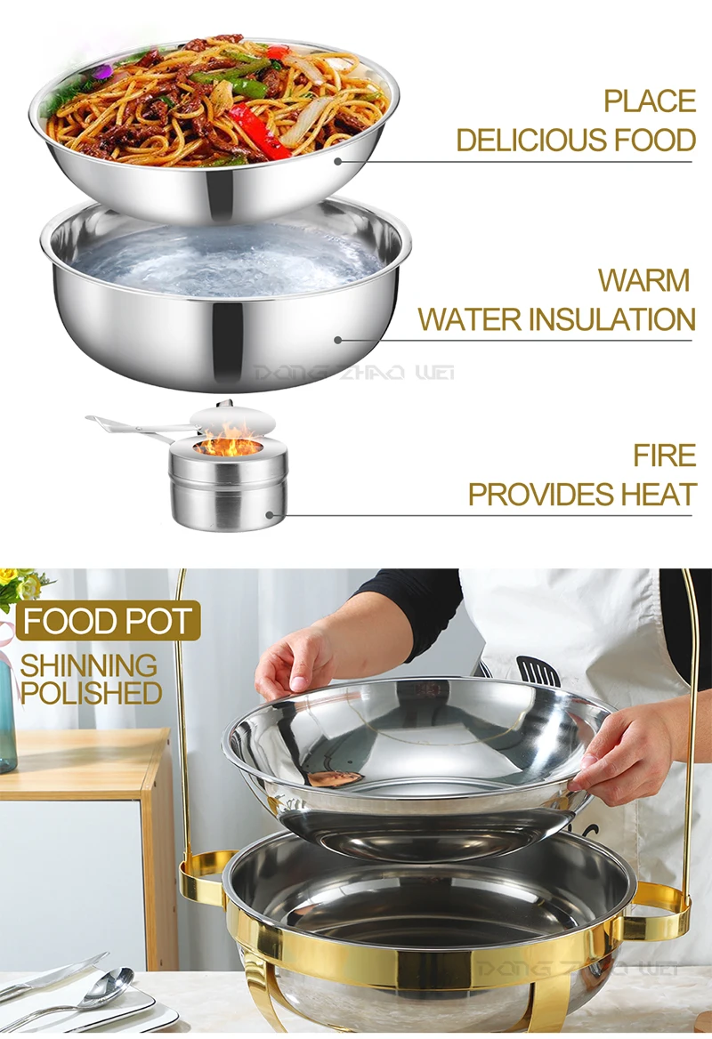 Food Beverage Luxury Crown Chafing Dish De Lux Round Food Warmers 4 Pcs