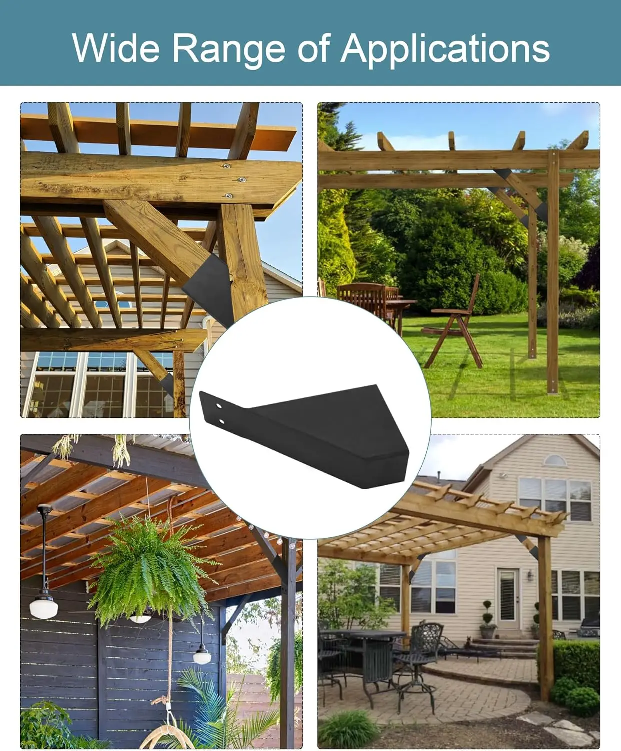 Pergola Bracket,45-Degree Angle Support Bracket Post and Beam Knee Bracket Fit for 4''x4'' Wood Posts Heavy Duty Connector Brace