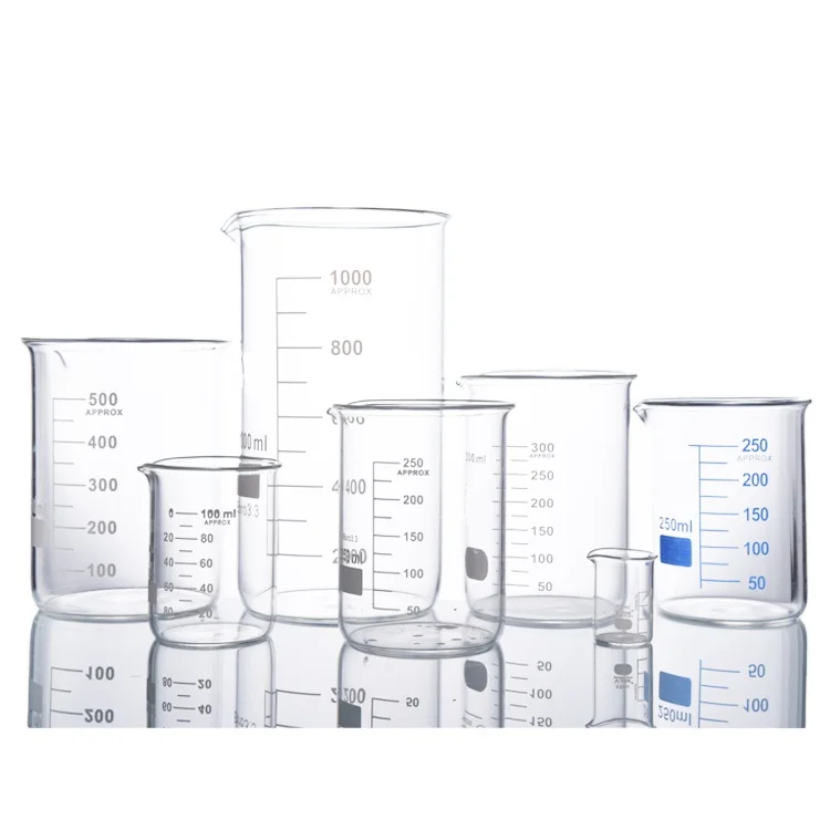 Borosilicate Glass Beaker Cups 10ml 250ml 500ml 1000ml 2000ml Low Form