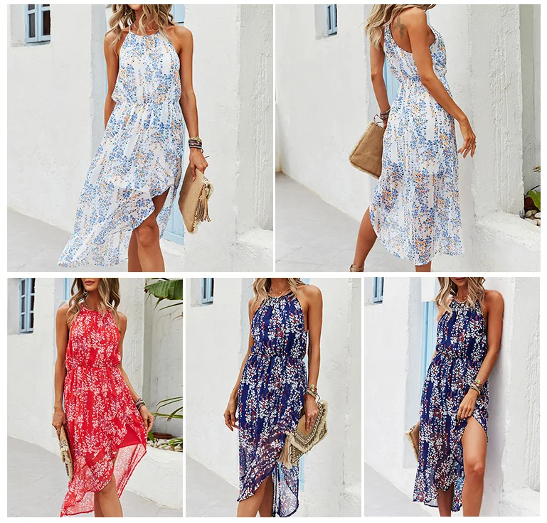 Custom Latest Sleeveless Boho Dresses Women Casual Summer Floral Print ...