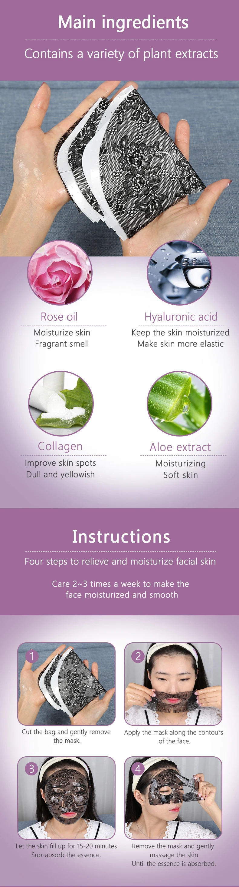 Good Price Face Skin Care Cold Firming Gel Pack Hydrogel Lace Cosmetic