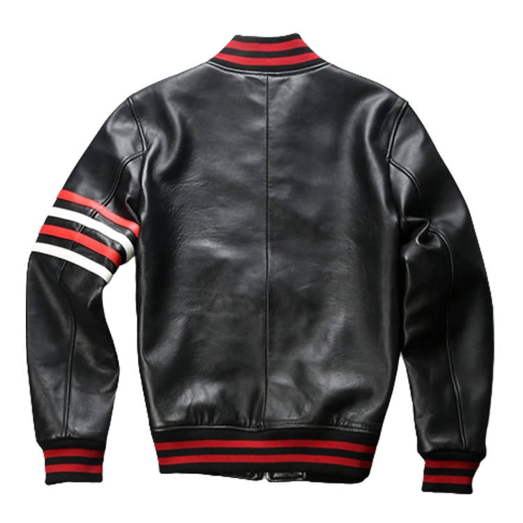 men's real cowhide leather bomber jacket men designer Custom embroidered Bomber men jacket_voghion.com